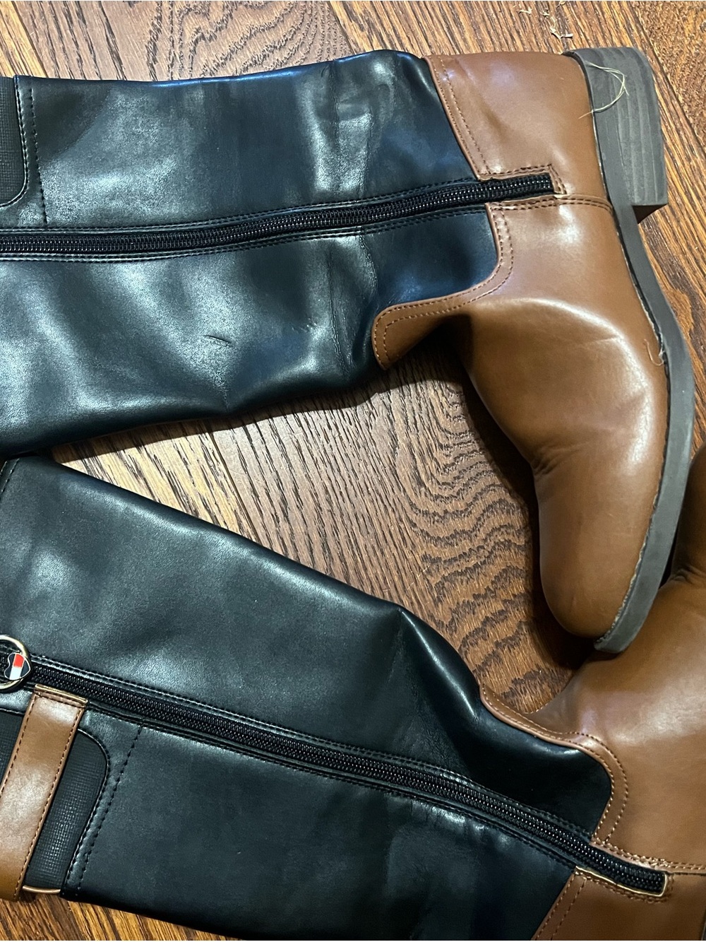 Tommy Hilfiger Black and Brown Kids Riding Boots